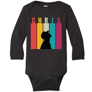 Chris 2024 Retro First Name Baby Long Sleeve Bodysuit