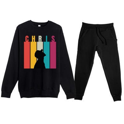 Chris 2024 Retro First Name Premium Crewneck Sweatsuit Set