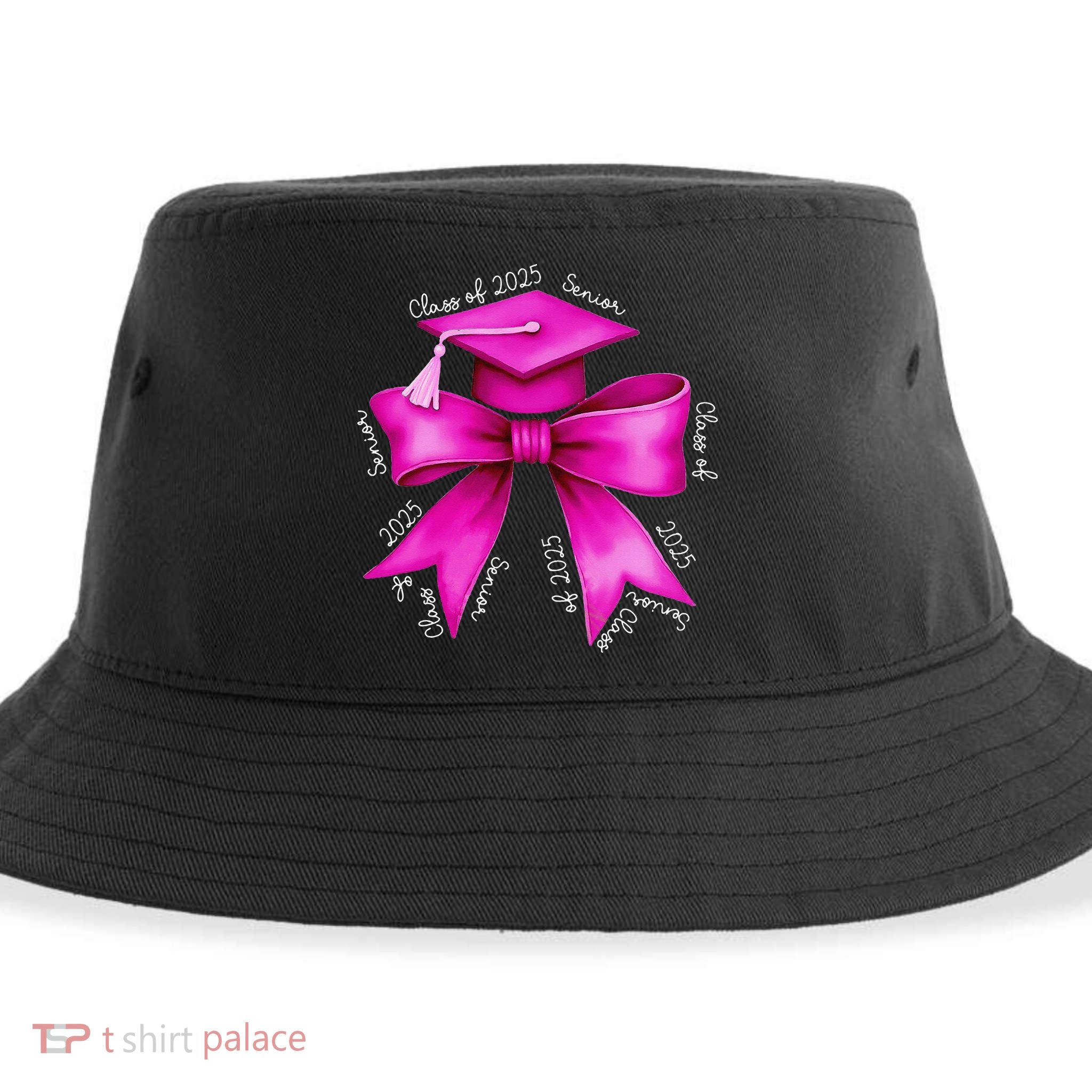 Class 2025 Senior Bow Coquette Graduation Diploma School Sustainable Bucket Hat