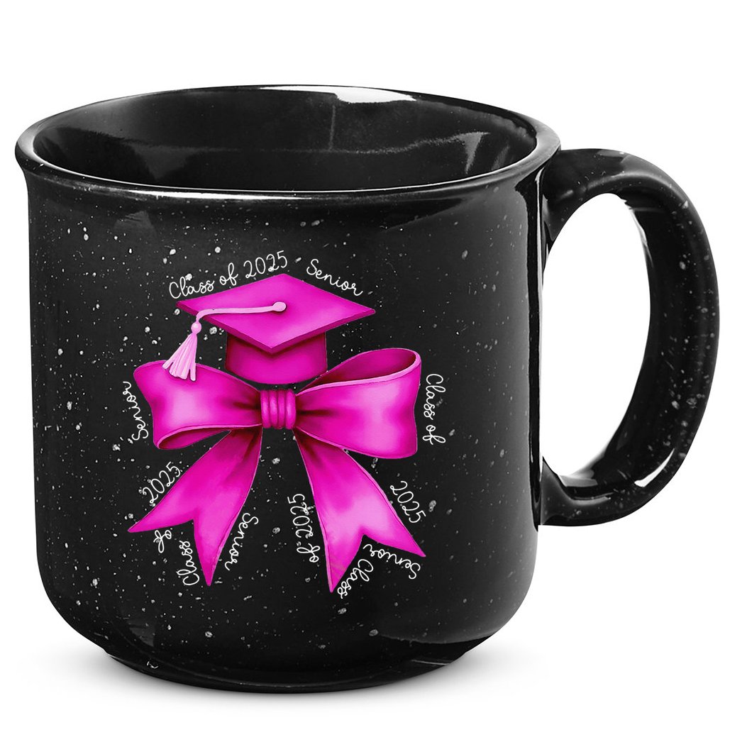 Class 2025 Senior Bow Coquette Graduation Diploma School 15oz Campfire Ceramic Mug