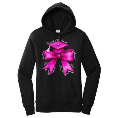 Class 2025 Senior Bow Coquette Graduation Diploma School Women's Pullover Hoodie