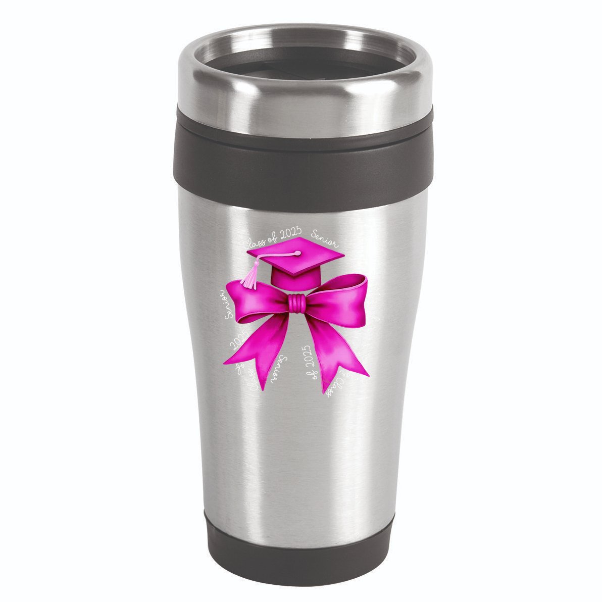 Class 2025 Senior Bow Coquette Graduation Diploma School 16oz Travel Tumbler