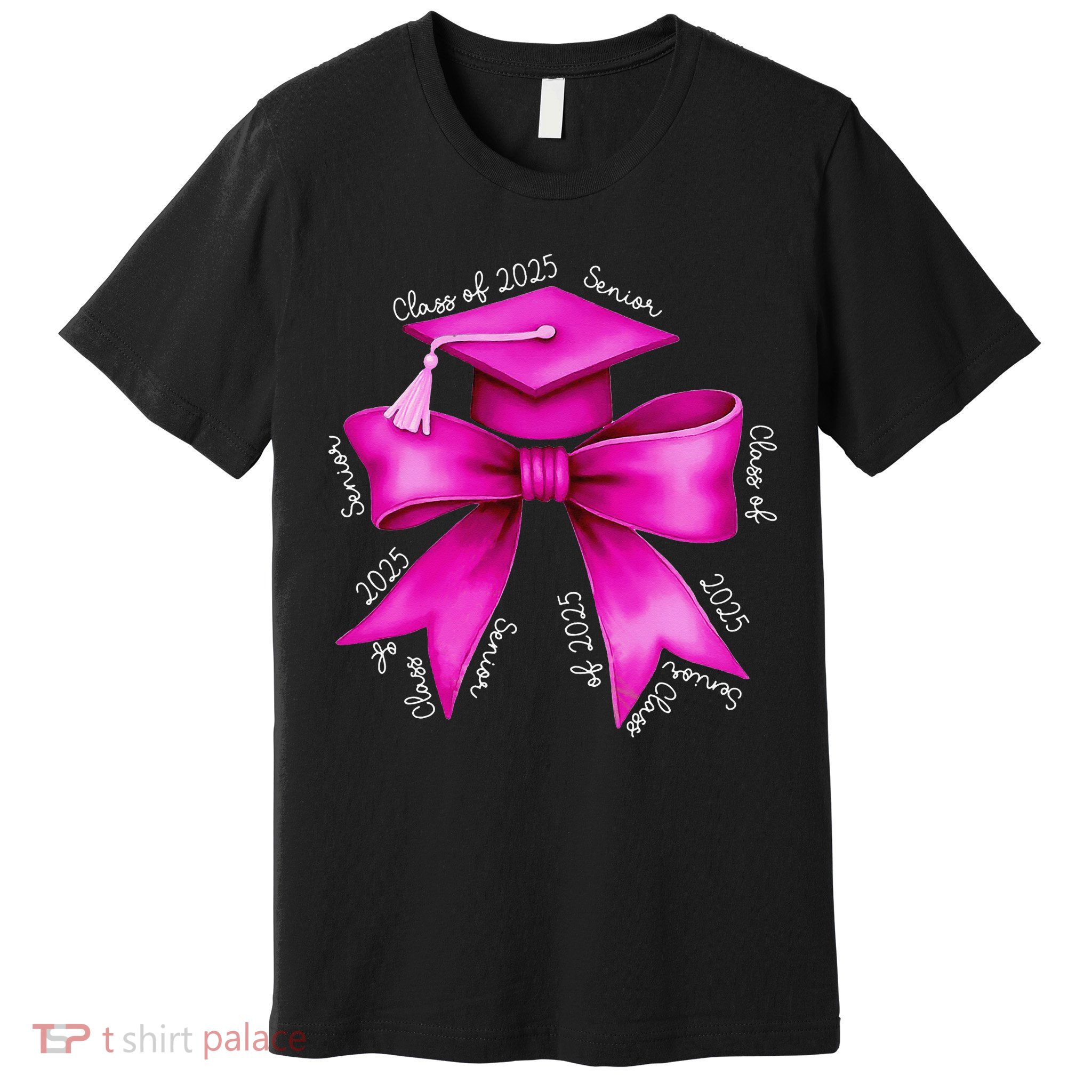 Class 2025 Senior Bow Coquette Graduation Diploma School Premium T-Shirt