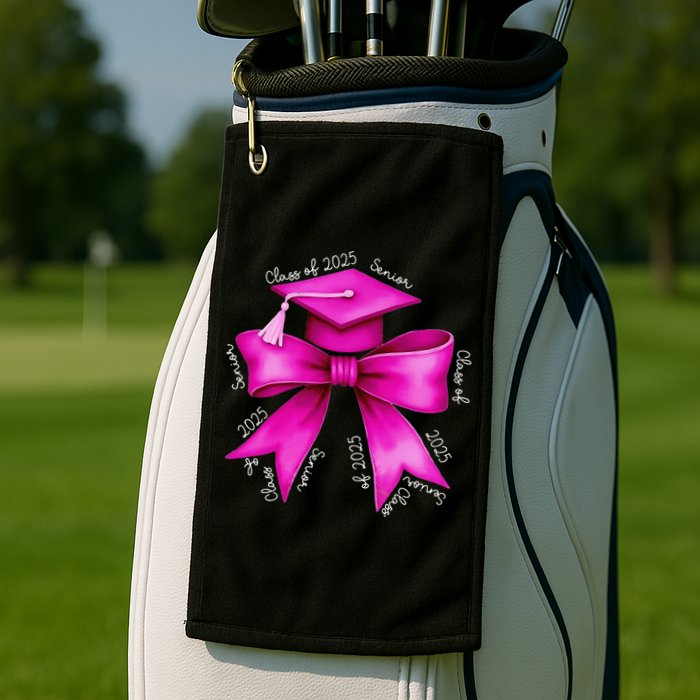 Class 2025 Senior Bow Coquette Graduation Diploma School Golf Towel
