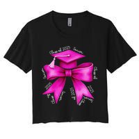 Class 2025 Senior Bow Coquette Graduation Diploma School Women's Crop Top Tee