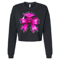 Class 2025 Senior Bow Coquette Graduation Diploma School Cropped Pullover Crew