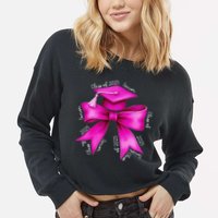 Class 2025 Senior Bow Coquette Graduation Diploma School Cropped Pullover Crew