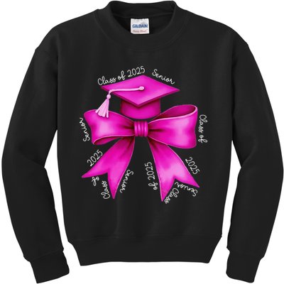 Class 2025 Senior Bow Coquette Graduation Diploma School Kids Sweatshirt