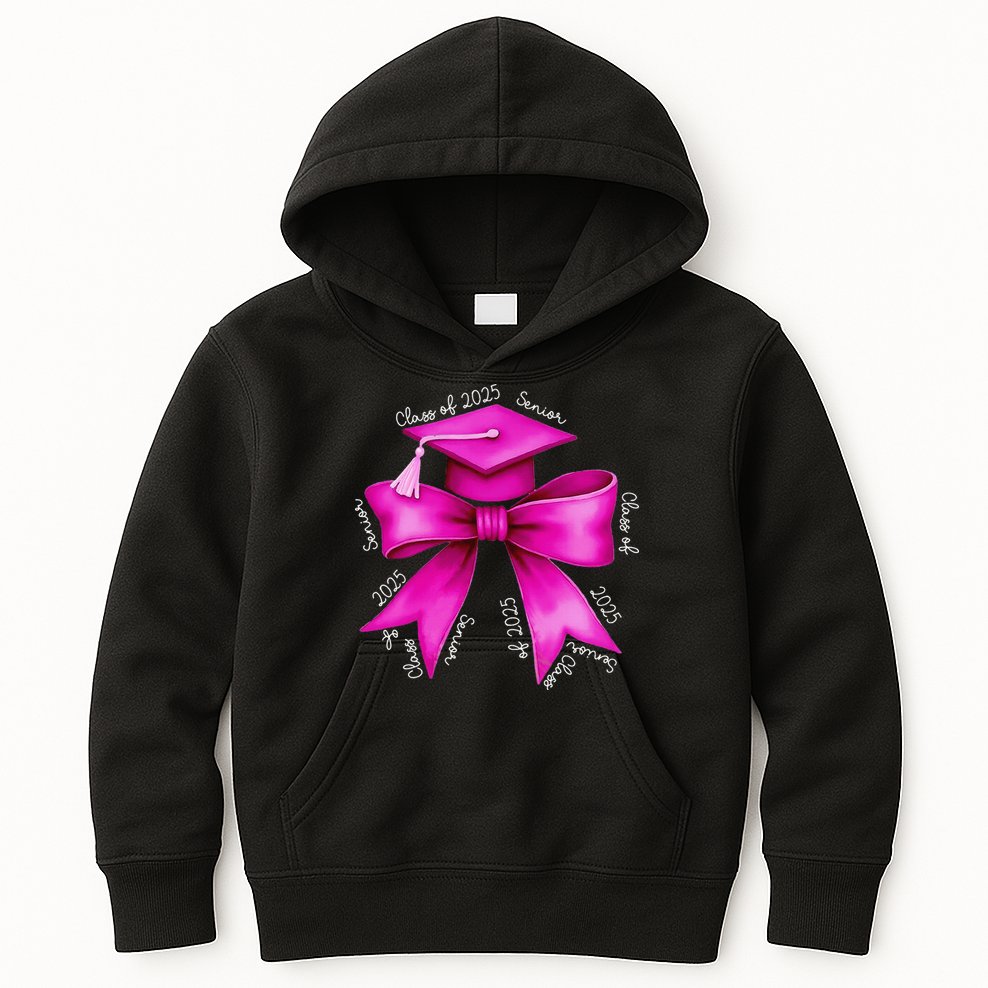 Class 2025 Senior Bow Coquette Graduation Diploma School Kids Hoodie