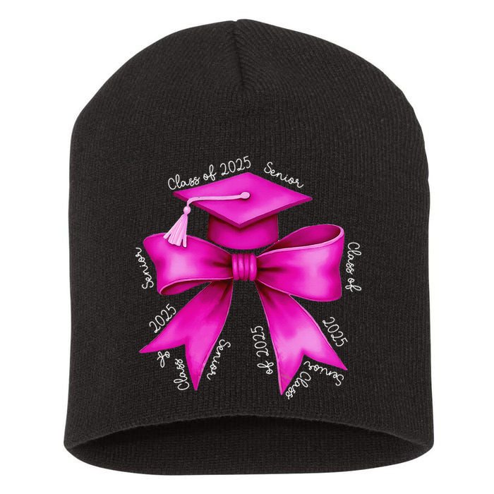 Class 2025 Senior Bow Coquette Graduation Diploma School Short Acrylic Beanie