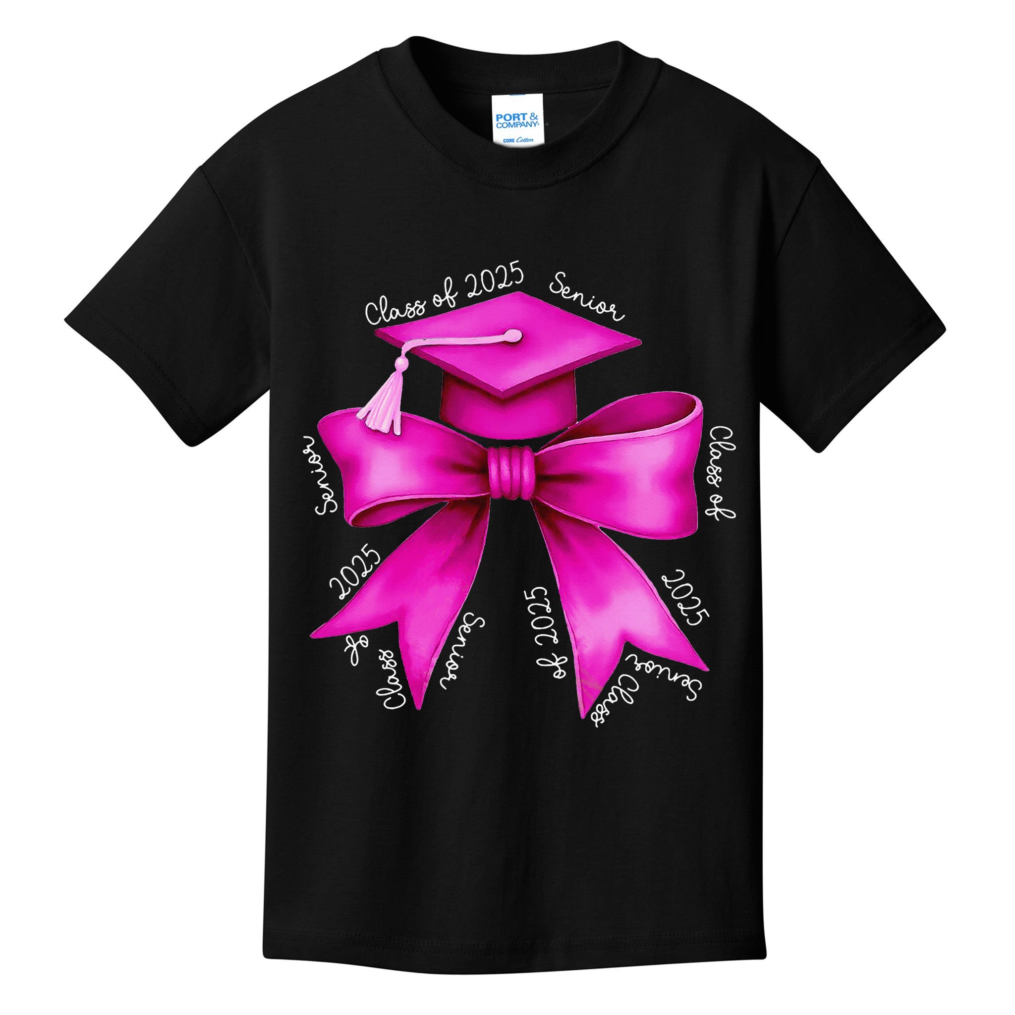 Class 2025 Senior Bow Coquette Graduation Diploma School Kids T-Shirt