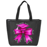 Class 2025 Senior Bow Coquette Graduation Diploma School Zip Tote Bag
