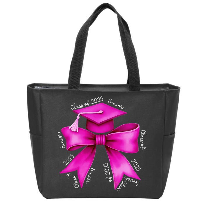 Class 2025 Senior Bow Coquette Graduation Diploma School Zip Tote Bag