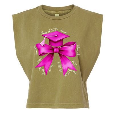Class 2025 Senior Bow Coquette Graduation Diploma School Garment-Dyed Women's Muscle Tee