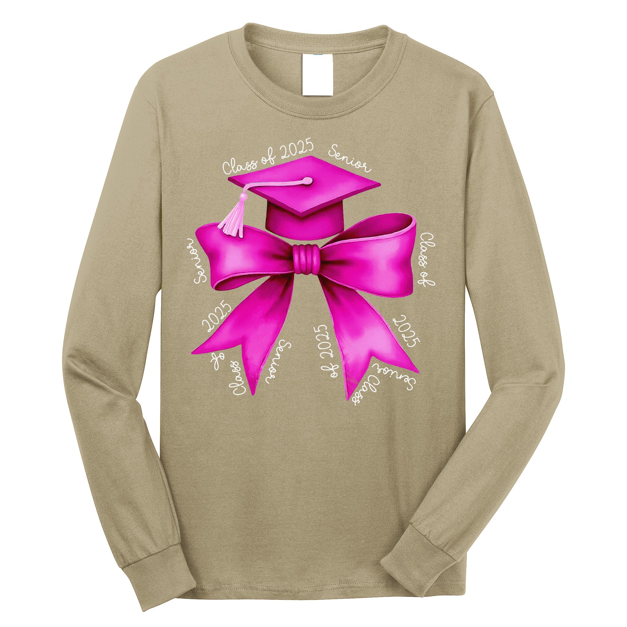 Class 2025 Senior Bow Coquette Graduation Diploma School Long Sleeve Shirt