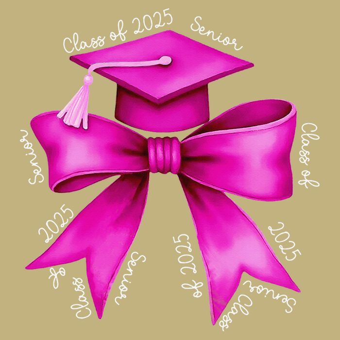 Class 2025 Senior Bow Coquette Graduation Diploma School Polo