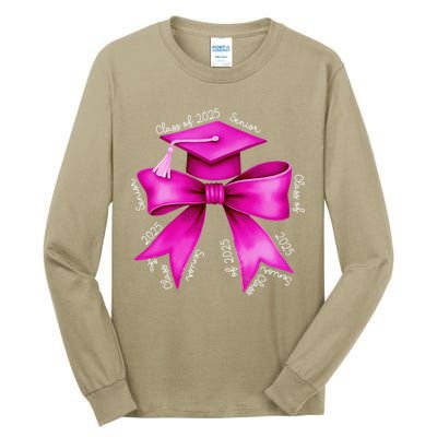 Class 2025 Senior Bow Coquette Graduation Diploma School Tall Long Sleeve T-Shirt