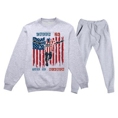 C.R.E.E.D 24 T.A.K.E M.E H.I.G.H.E.R Motivational And Uplifting Premium Crewneck Sweatsuit Set