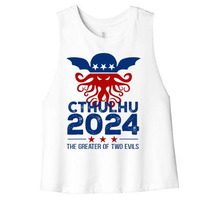 Cthulhu 2024 The Greater Of Two Evils  Women's Racerback Cropped Tank