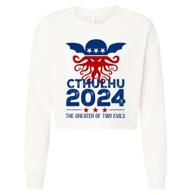 Cthulhu 2024 The Greater Of Two Evils  Cropped Pullover Crew