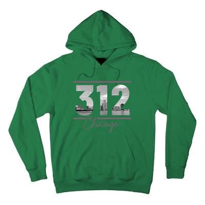 Chicago 312 Area Code Skyline Illinois Vintage Tall Hoodie