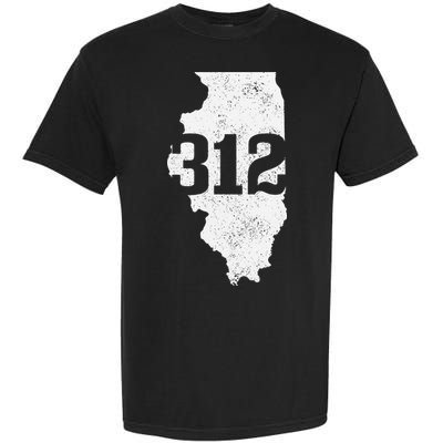 Chicago 312 Area Code Illinois Map State Pride Vintage Garment-Dyed Heavyweight T-Shirt