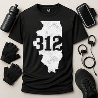 Chicago 312 Area Code Illinois Map State Pride Vintage Performance Shirt