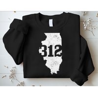 Chicago 312 Area Code Illinois Map State Pride Vintage Sweatshirt