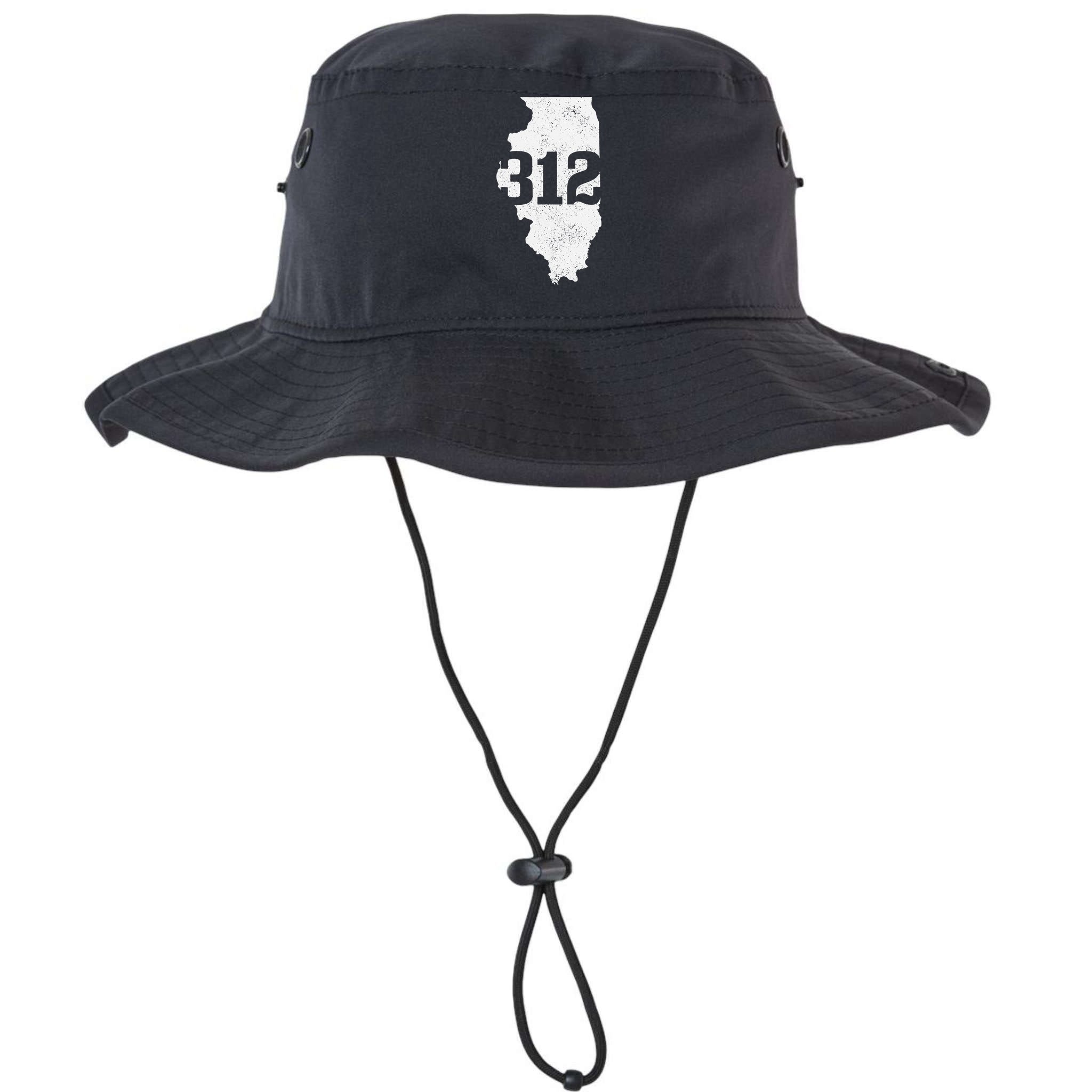 Chicago 312 Area Code Illinois Map State Pride Vintage Bucket Hat