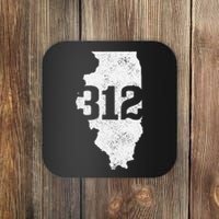 Chicago 312 Area Code Illinois Map State Pride Vintage Coaster