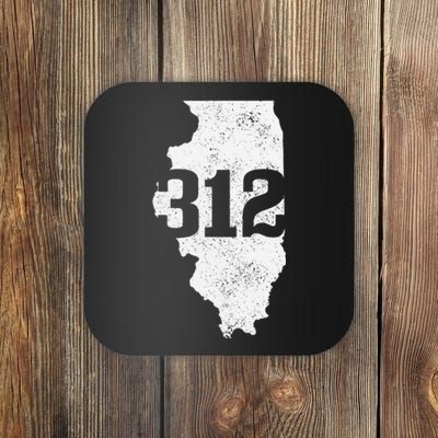 Chicago 312 Area Code Illinois Map State Pride Vintage Coaster