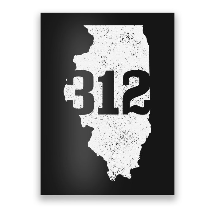 Chicago 312 Area Code Illinois Map State Pride Vintage Poster