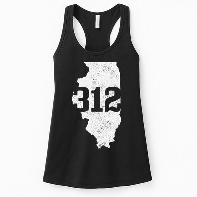 Chicago 312 Area Code Illinois Map State Pride Vintage Womens Tank Top