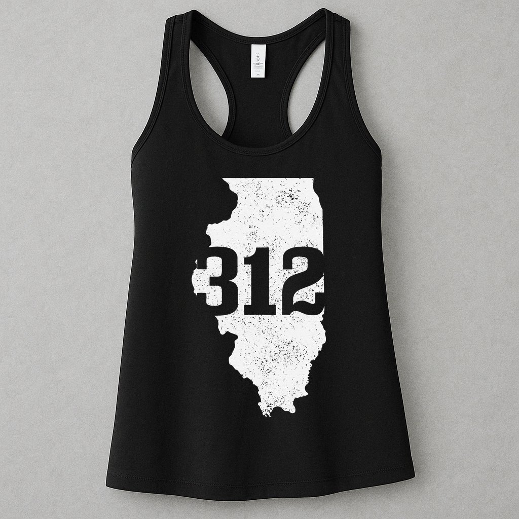 Chicago 312 Area Code Illinois Map State Pride Vintage Womens Tank Top