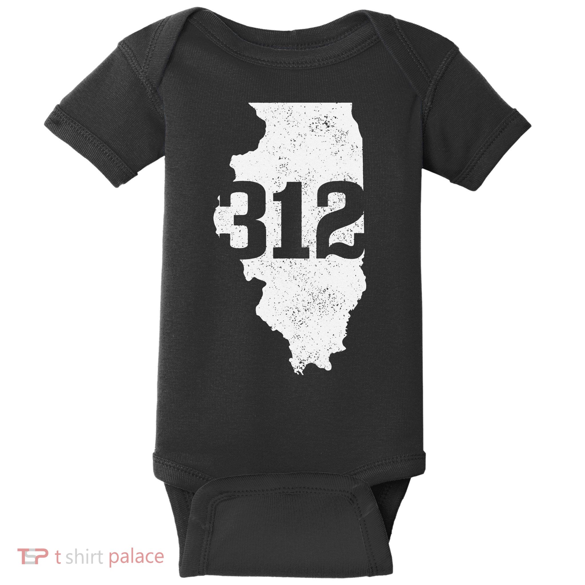 Chicago 312 Area Code Illinois Map State Pride Vintage Baby Bodysuit