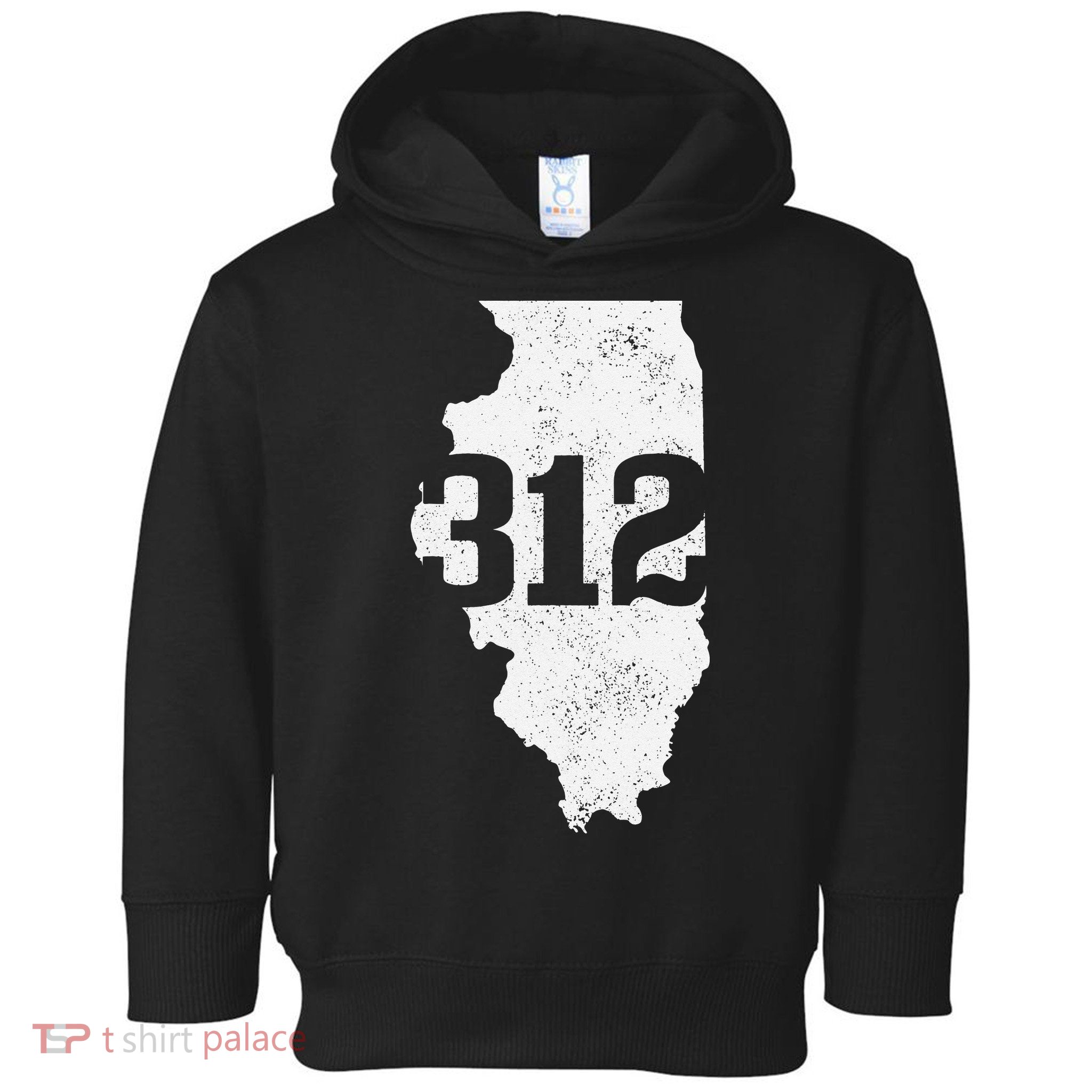 Chicago 312 Area Code Illinois Map State Pride Vintage Toddler Hoodie