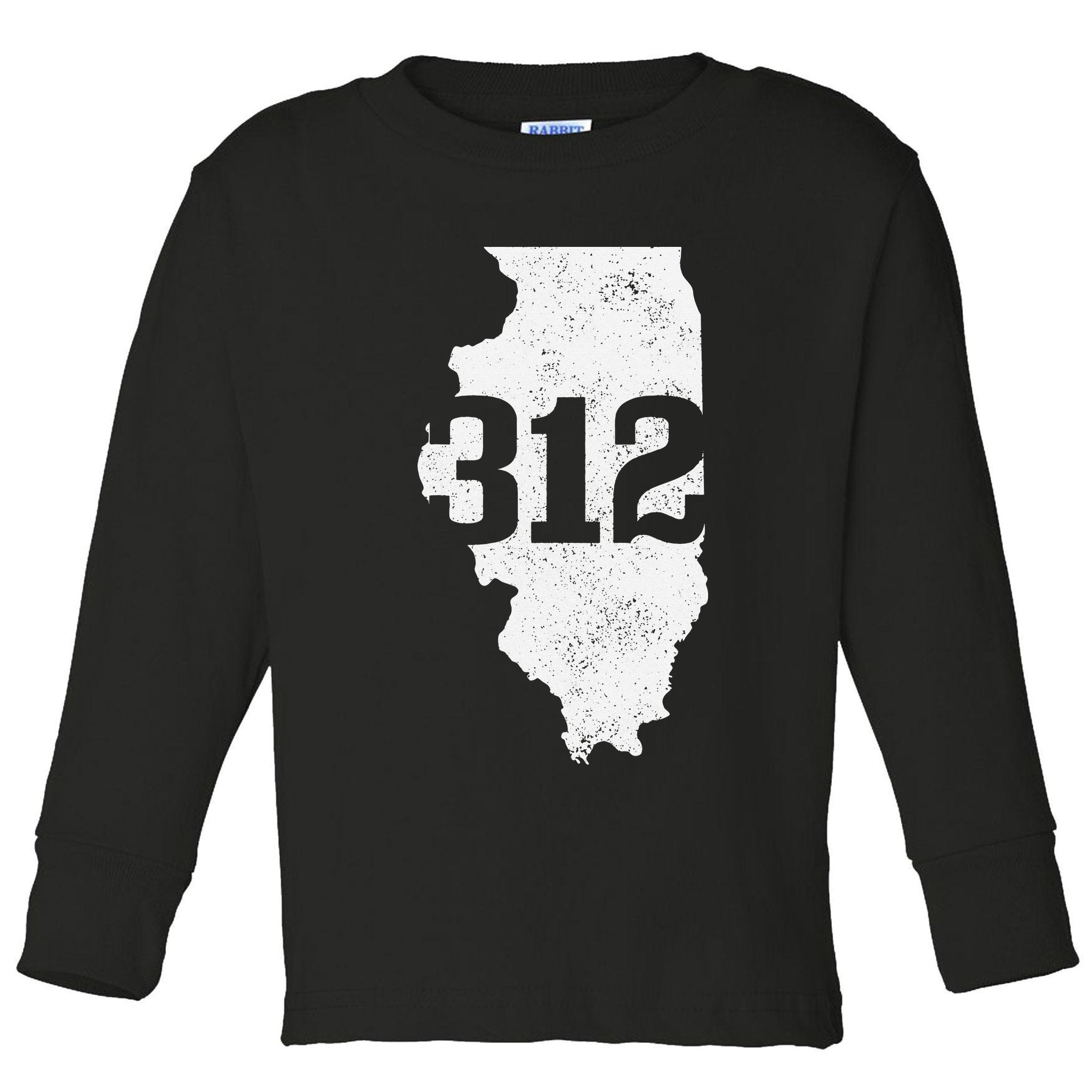 Chicago 312 Area Code Illinois Map State Pride Vintage Toddler Long Sleeve Shirt