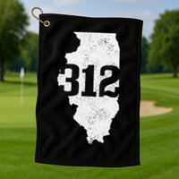 Chicago 312 Area Code Illinois Map State Pride Vintage Golf Towel