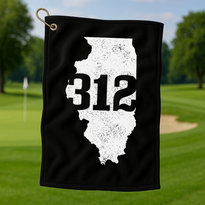 Chicago 312 Area Code Illinois Map State Pride Vintage Golf Towel
