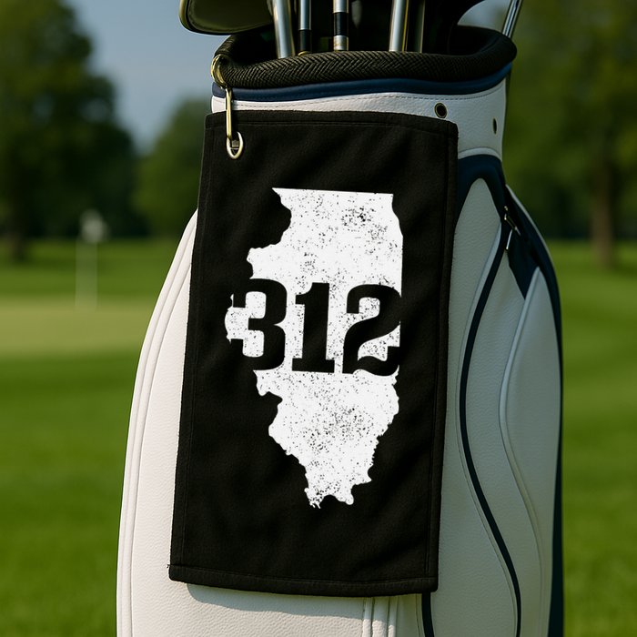 Chicago 312 Area Code Illinois Map State Pride Vintage Golf Towel