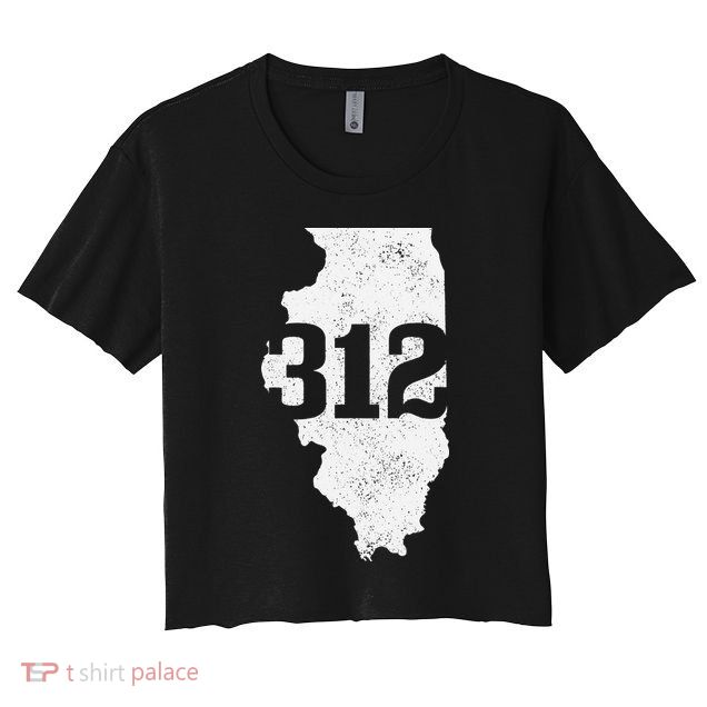 Chicago 312 Area Code Illinois Map State Pride Vintage Crop Top