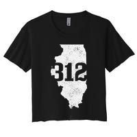 Chicago 312 Area Code Illinois Map State Pride Vintage Crop Top