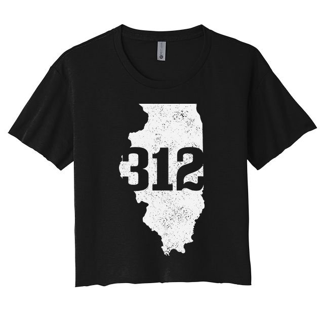 Chicago 312 Area Code Illinois Map State Pride Vintage Crop Top
