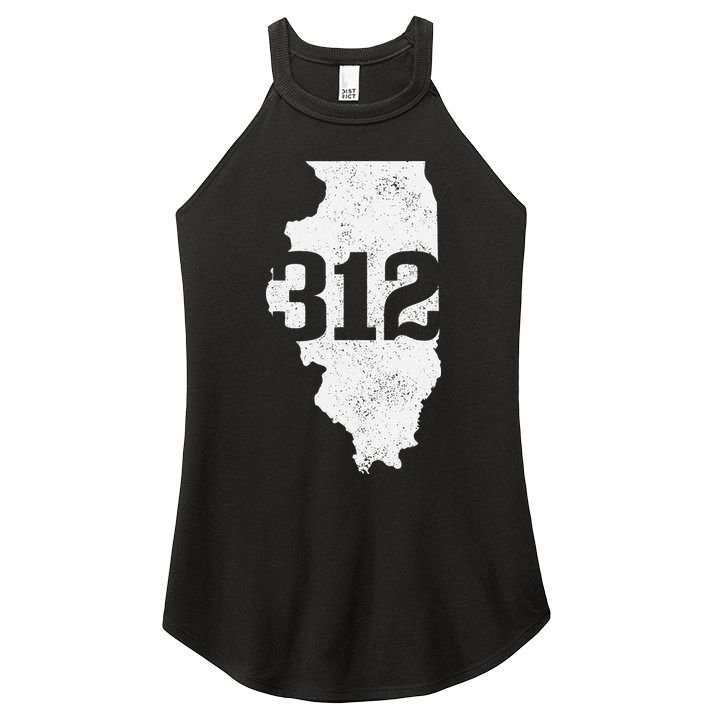 Chicago 312 Area Code Illinois Map State Pride Vintage Women's Perfect Tri Rocker Tank
