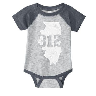 Chicago 312 Area Code Illinois Map State Pride Vintage Infant Baby Jersey Bodysuit