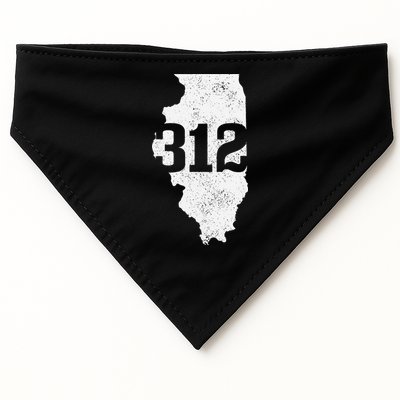 Chicago 312 Area Code Illinois Map State Pride Vintage USA-Made Doggie Bandana