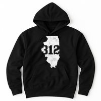 Chicago 312 Area Code Illinois Map State Pride Vintage Hoodie