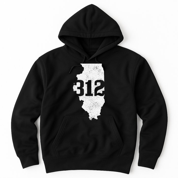 Chicago 312 Area Code Illinois Map State Pride Vintage Hoodie