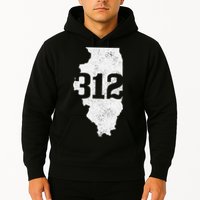 Chicago 312 Area Code Illinois Map State Pride Vintage Hoodie