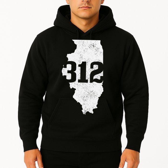 Chicago 312 Area Code Illinois Map State Pride Vintage Hoodie